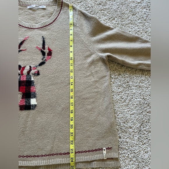 Woolrich Women's Wool Blend Christmas Holiday Sweater Size XL Beige Reindeer - Picture 6 of 11